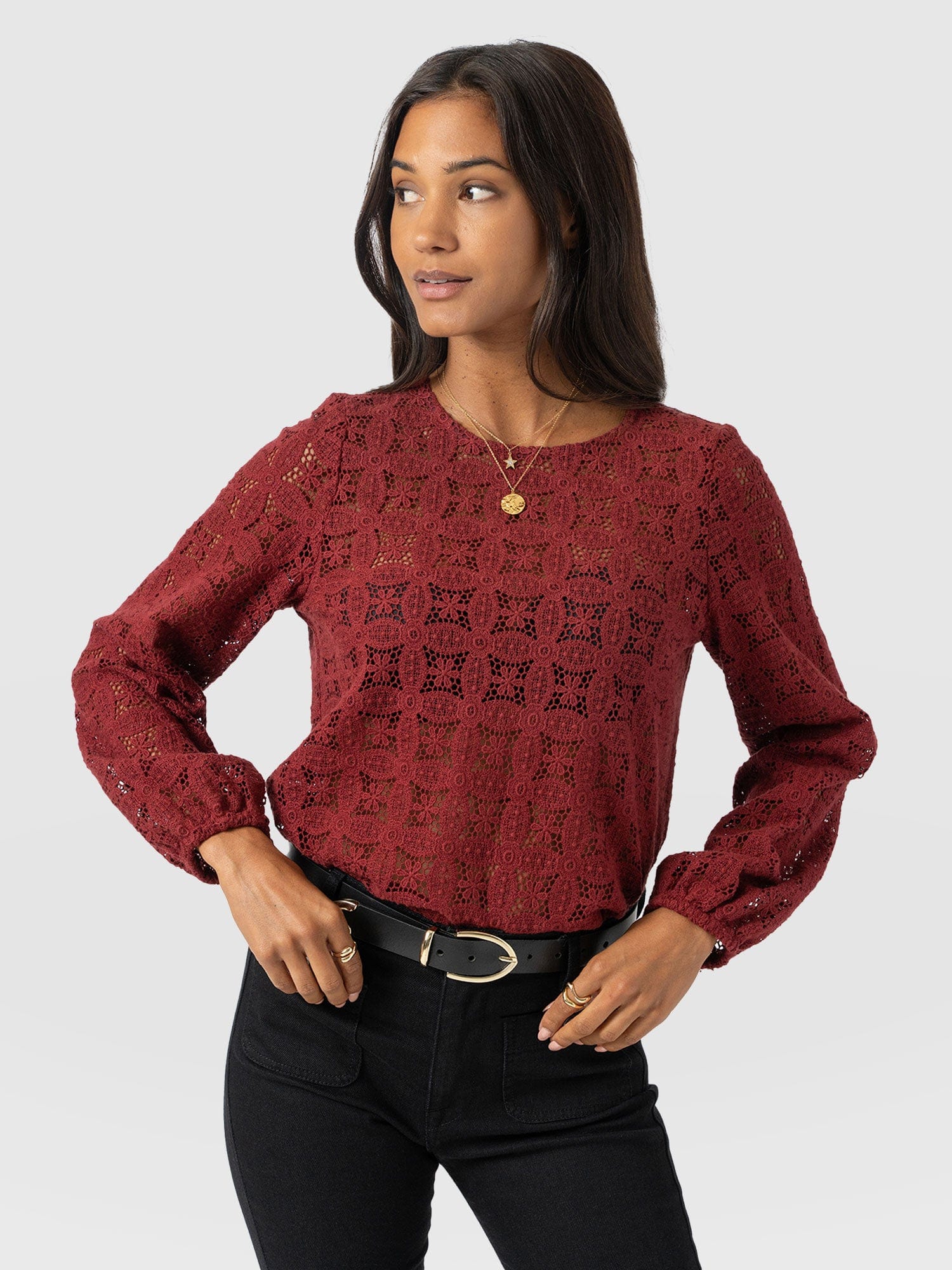 Sadie Blouse - Burgundy - Women's Blouses | Saint + Sofia® UK