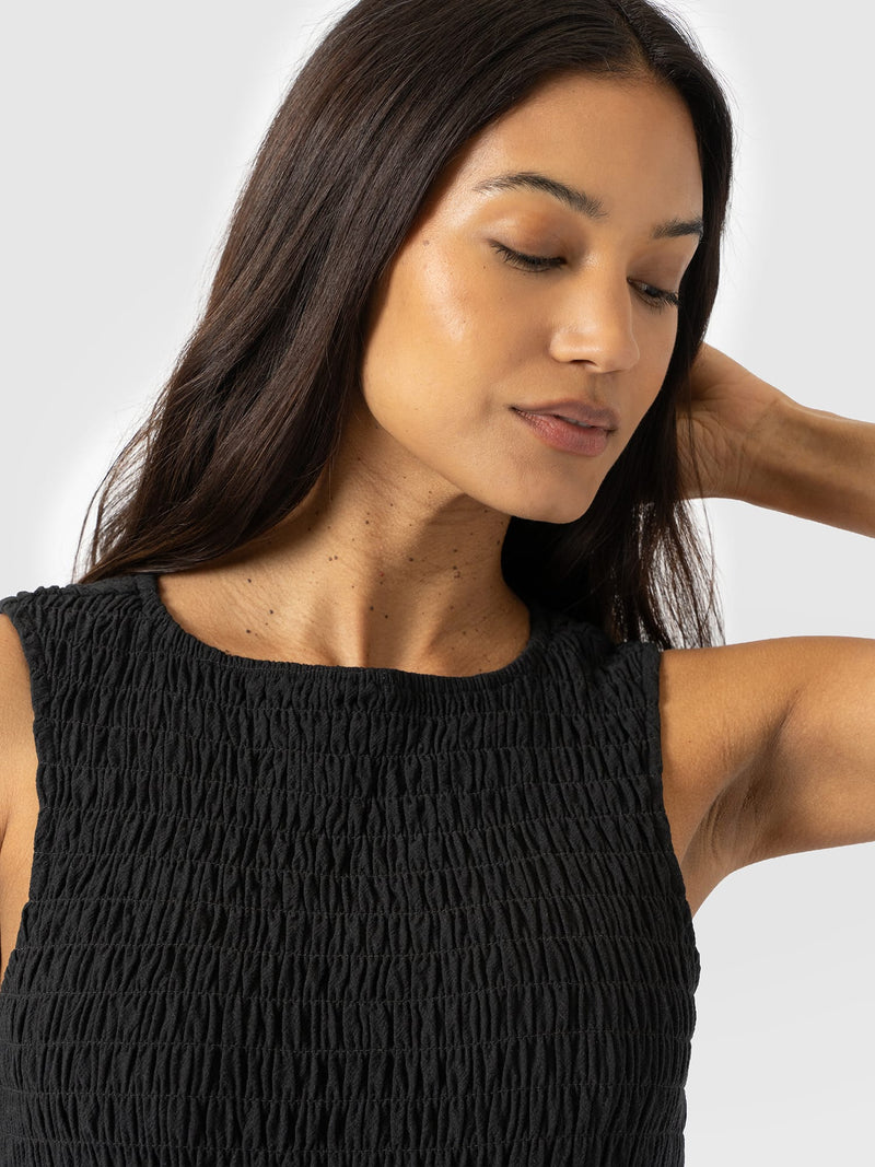 Sadie Shirring Dress - Black