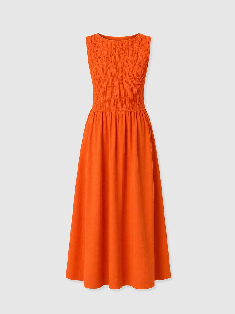 Sadie Shirring Dress - Burnt Orange - Women's Dresses | Saint + Sofia® UK