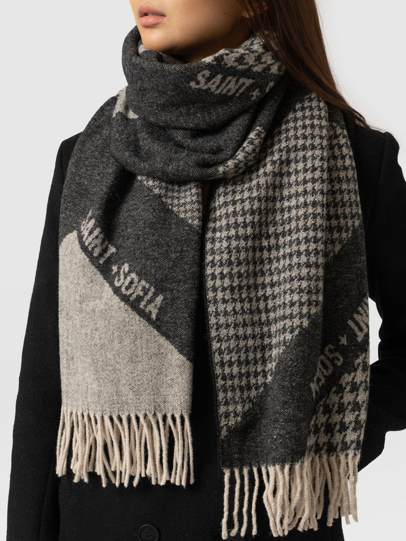Saint + Sofia Scarf Black/Grey - Women's Scarves | Saint + Sofia® UK