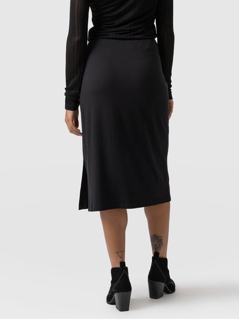 Salina Draped Skirt  - Black