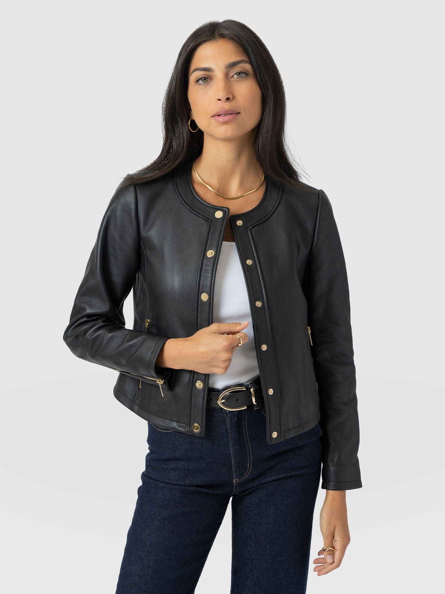 Skye Jacket - Black - Women's Leathers | Saint + Sofia® UK