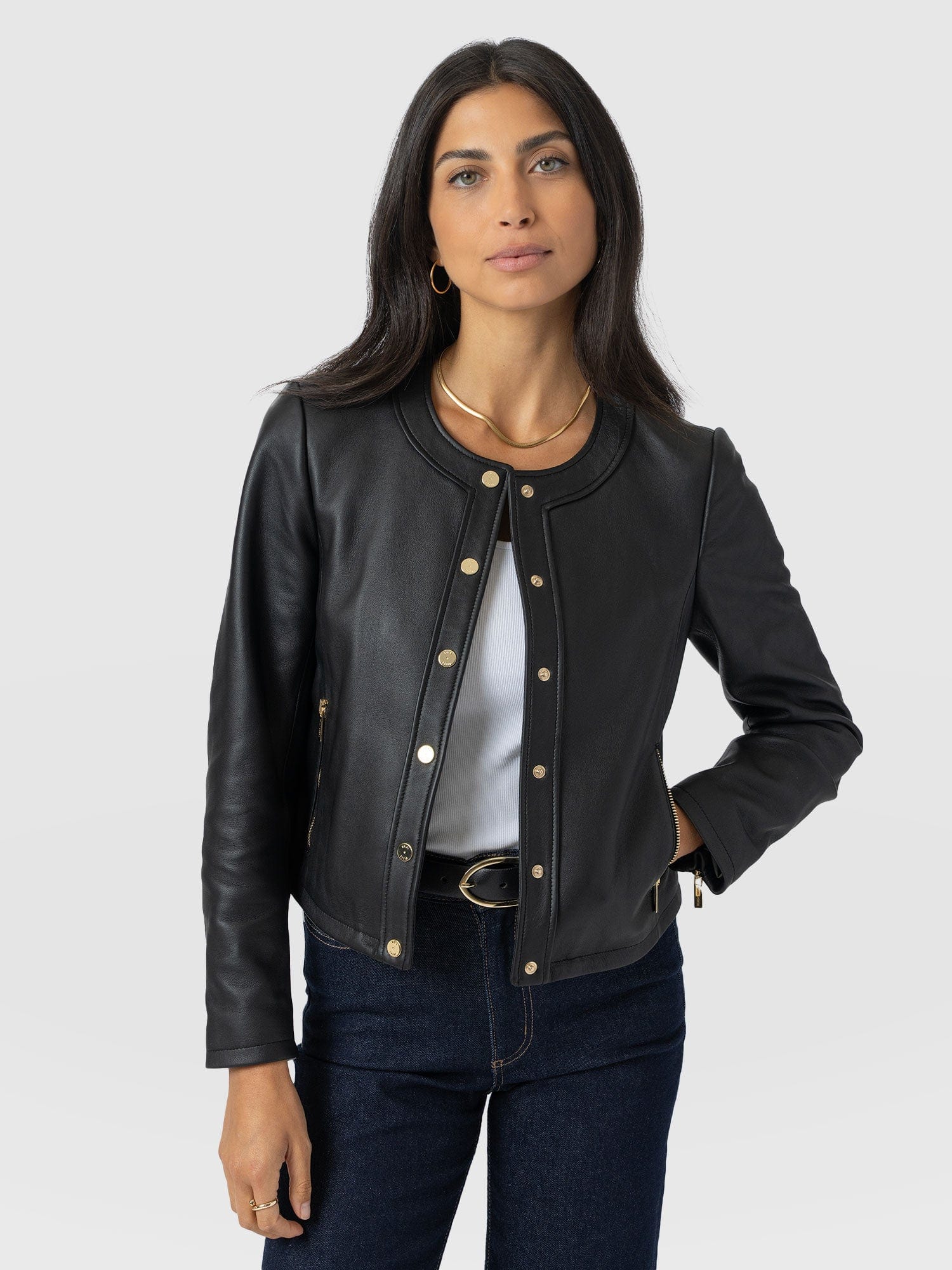 Skye Jacket - Black - Women's Leathers | Saint + Sofia® UK