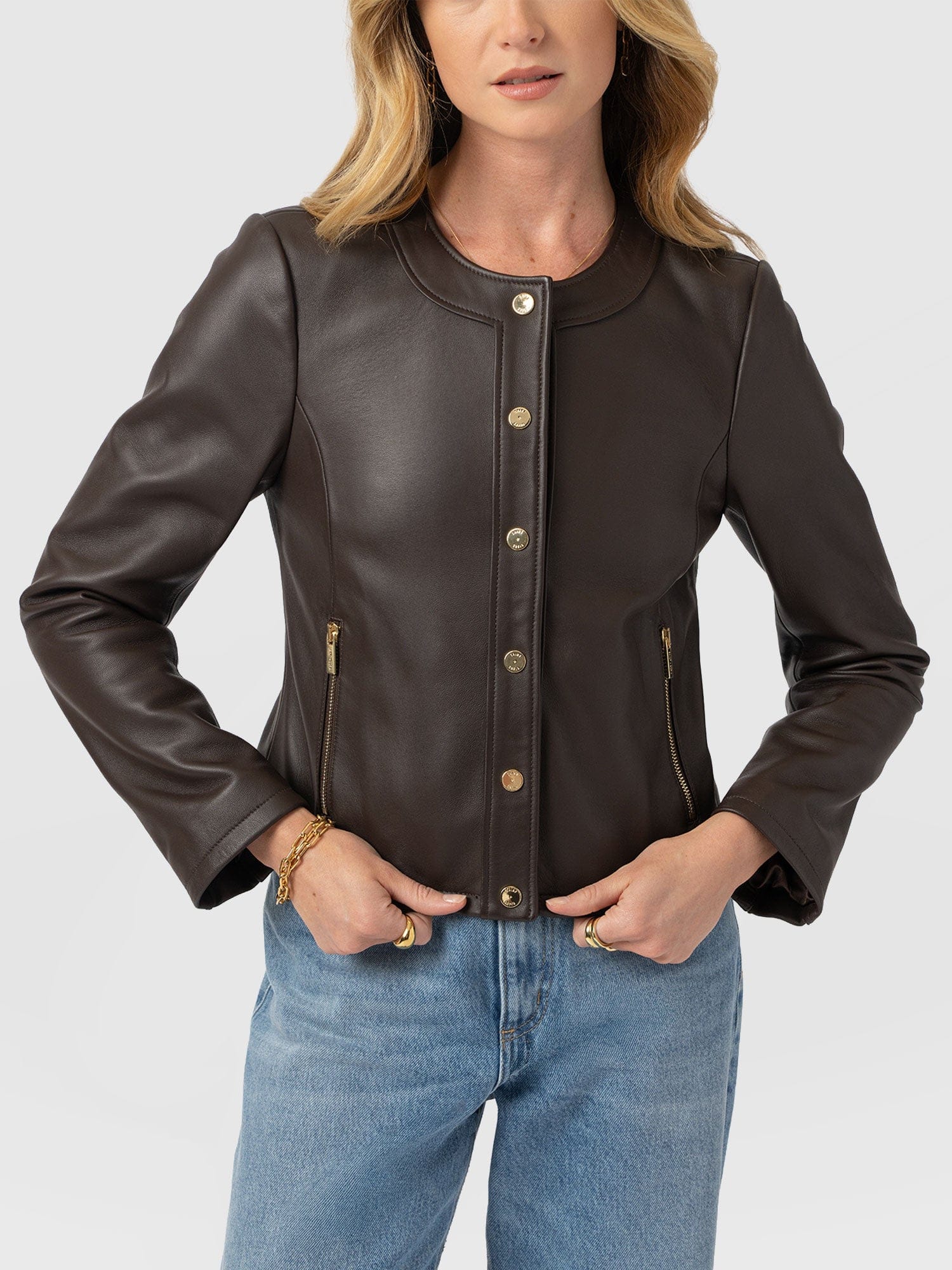 Skye Jacket - Chocolate - Women's Leathers | Saint + Sofia® UK
