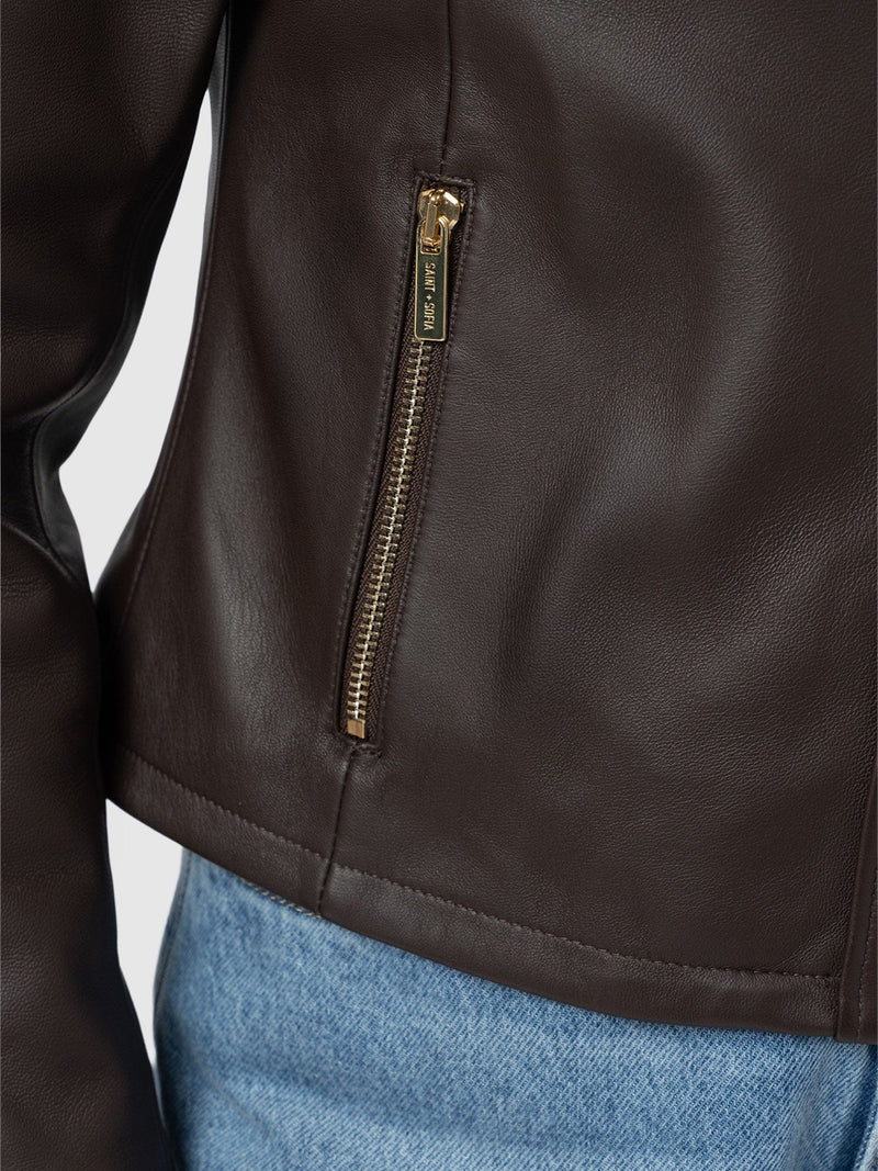 Skye Jacket - Chocolate - Women's Leathers | Saint + Sofia® UK