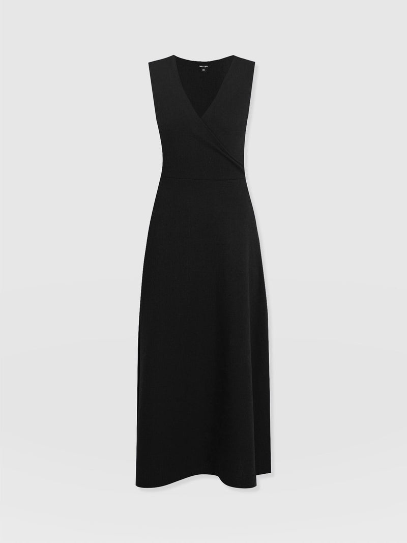 Sleeveless Maggie Wrap Dress - Black Textured - Women's Dresses | Saint + Sofia® UK