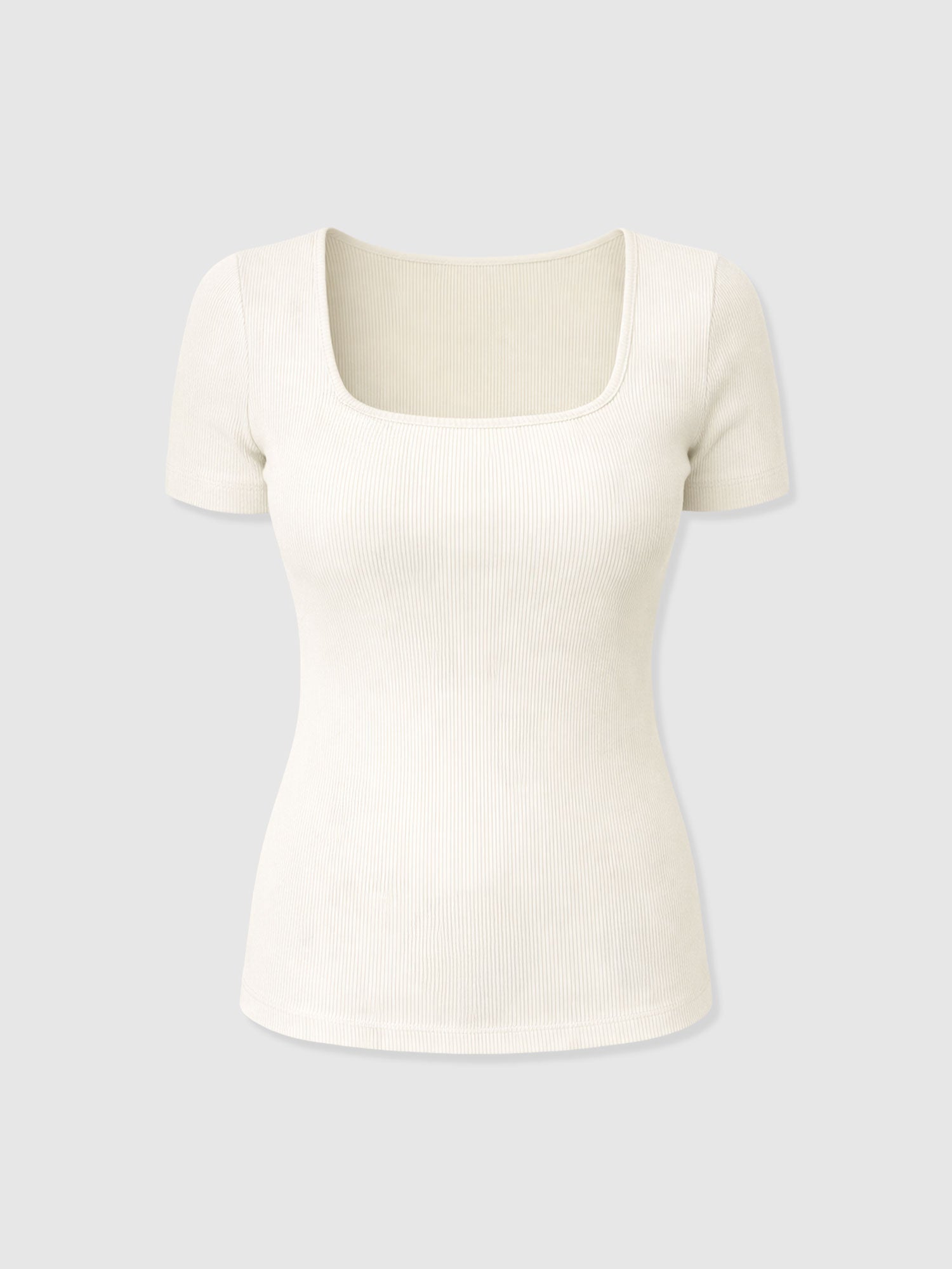 Sloane Ribbed Short Sleeve Tee - Cream - Women's T-shirts | Saint + Sofia® UK