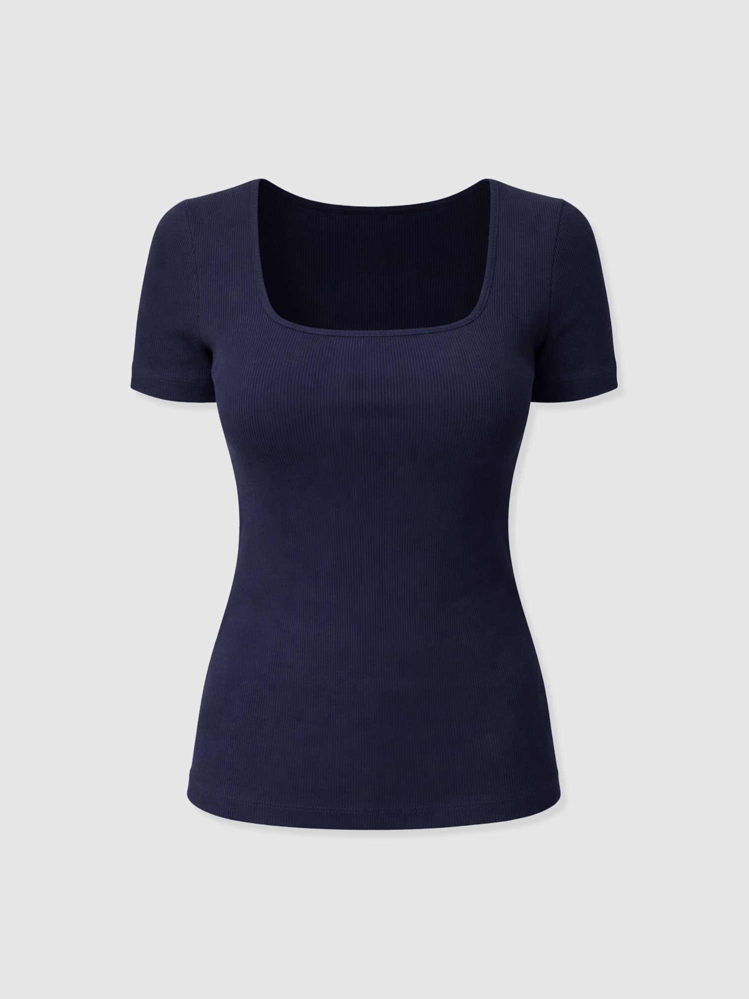 Sloane Ribbed Short Sleeve Tee - Navy - Women's T-shirts | Saint + Sofia® UK