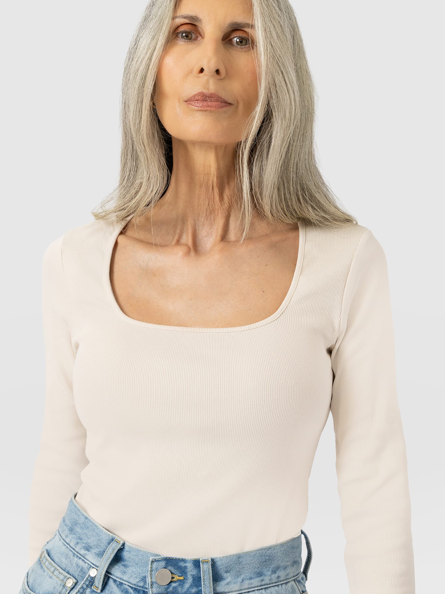 Sloane Ribbed Top - Cream