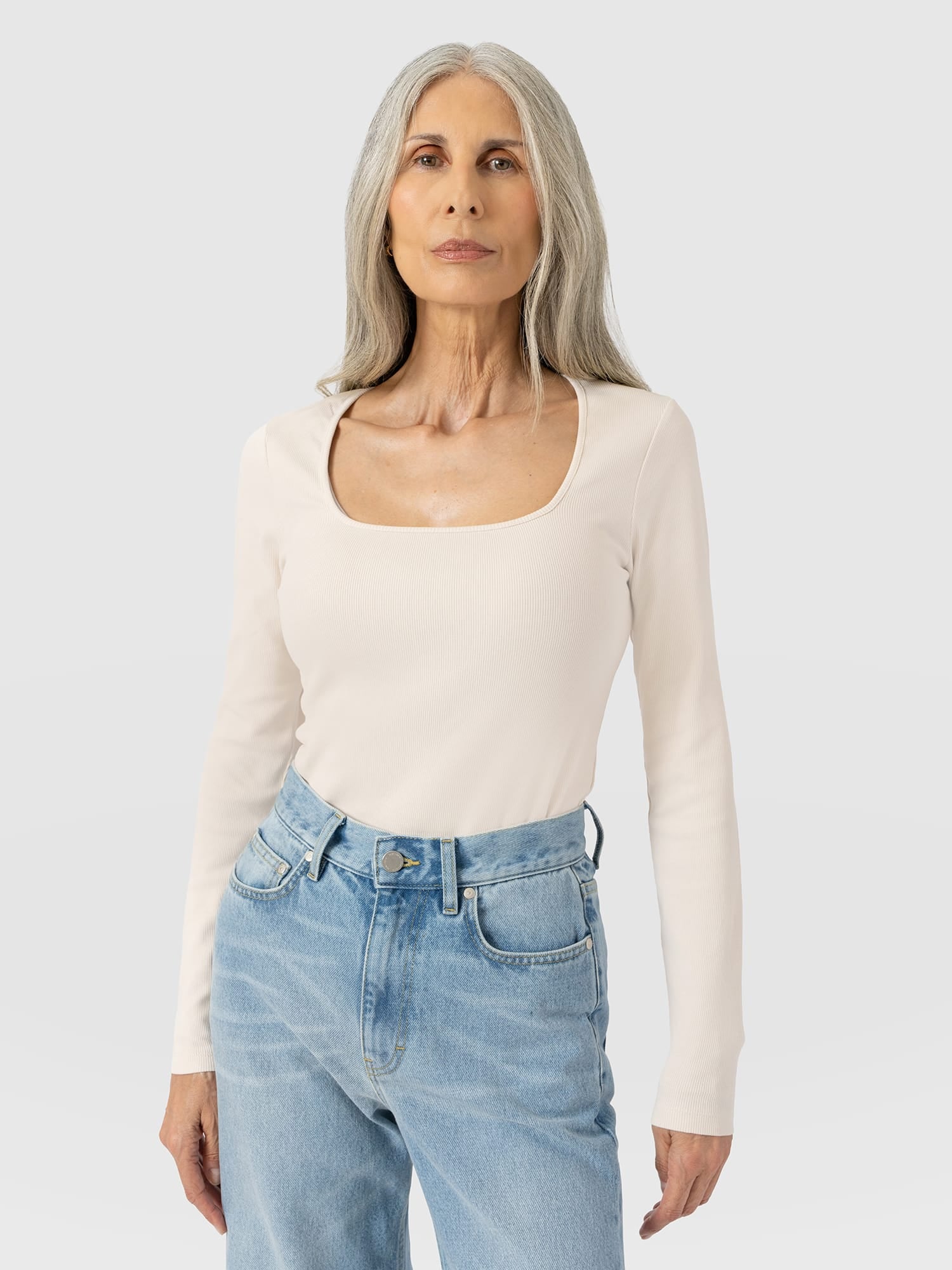 Sloane Ribbed Top - Cream