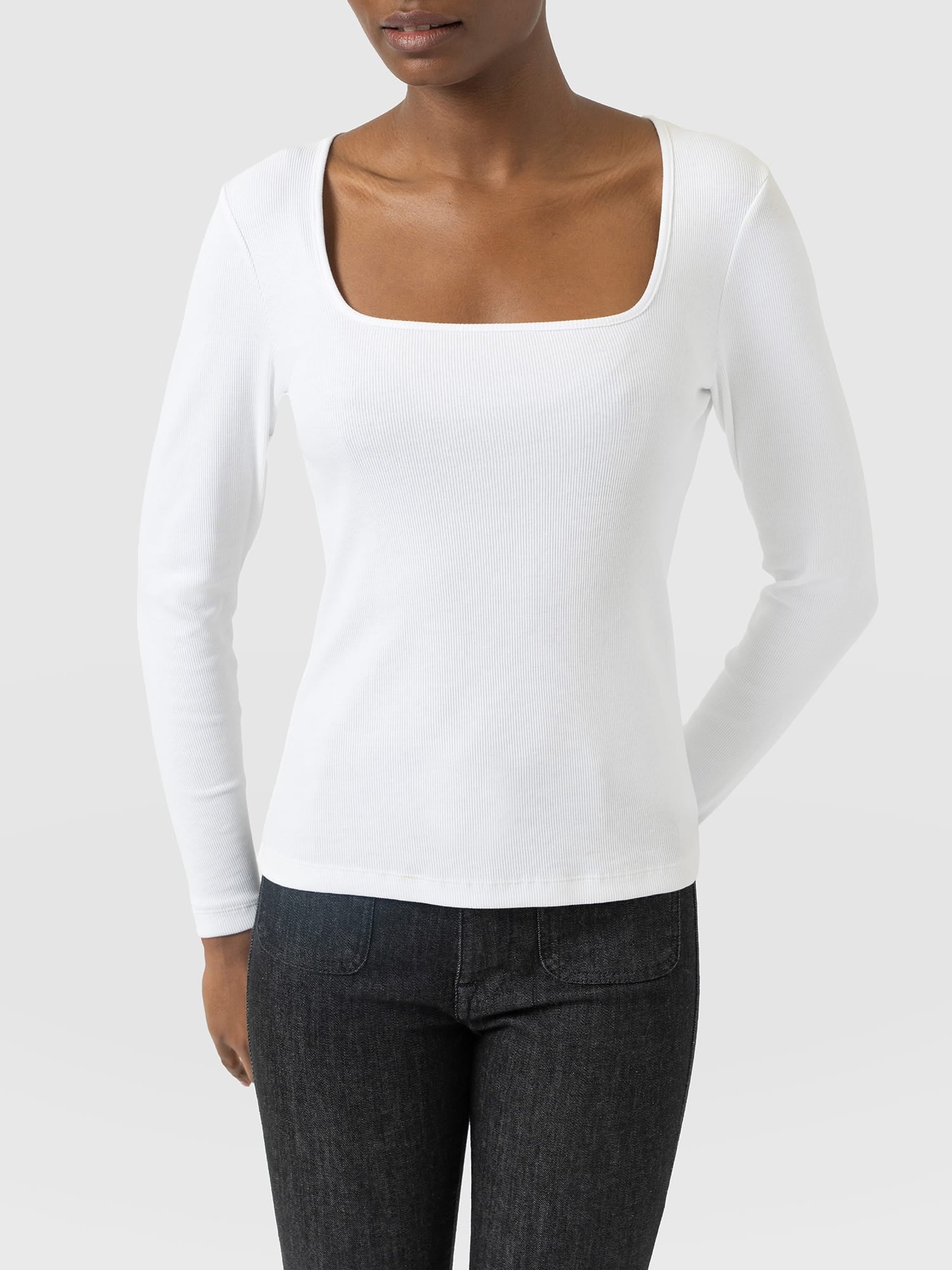 Sloane Ribbed Top - White - Women's T-shirts | Saint and Sofia® UK
