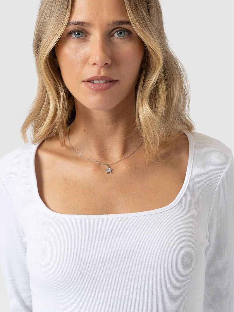 Sloane Ribbed Top - White - Women's T-shirts | Saint + Sofia® UK