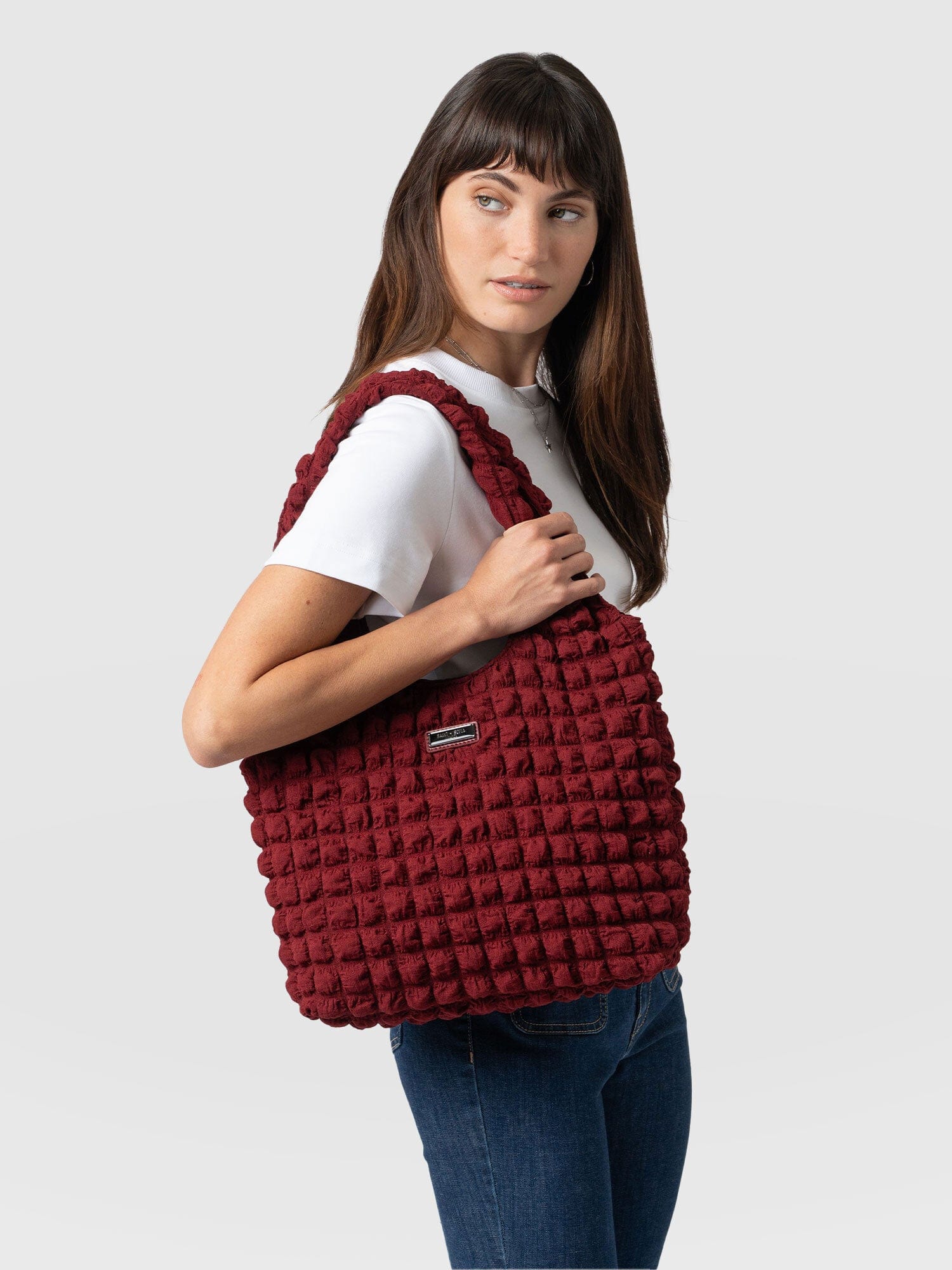 Soho Shoulder Tote Bag Burgundy - Women's Bags | Saint + Sofia® UK