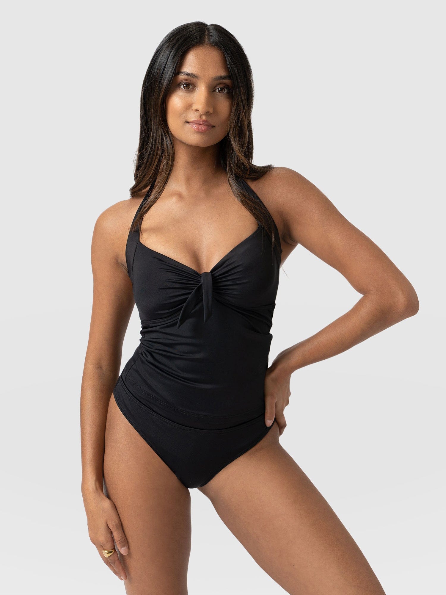 Sol Tankini Top Black - Women's Swimwear | Saint + Sofia® UK