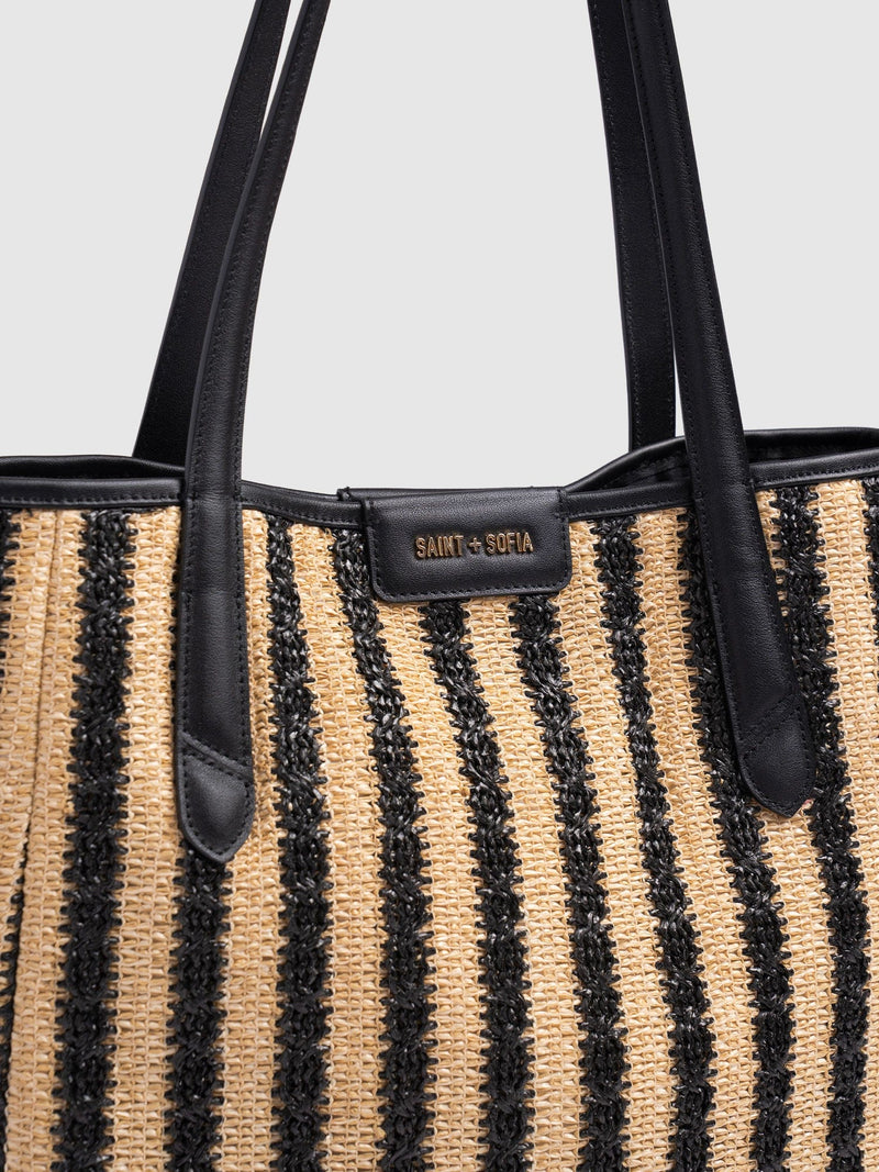 Stella Shopper Bag - Black Raffia - Women's Handbags | Saint + Sofia® UK