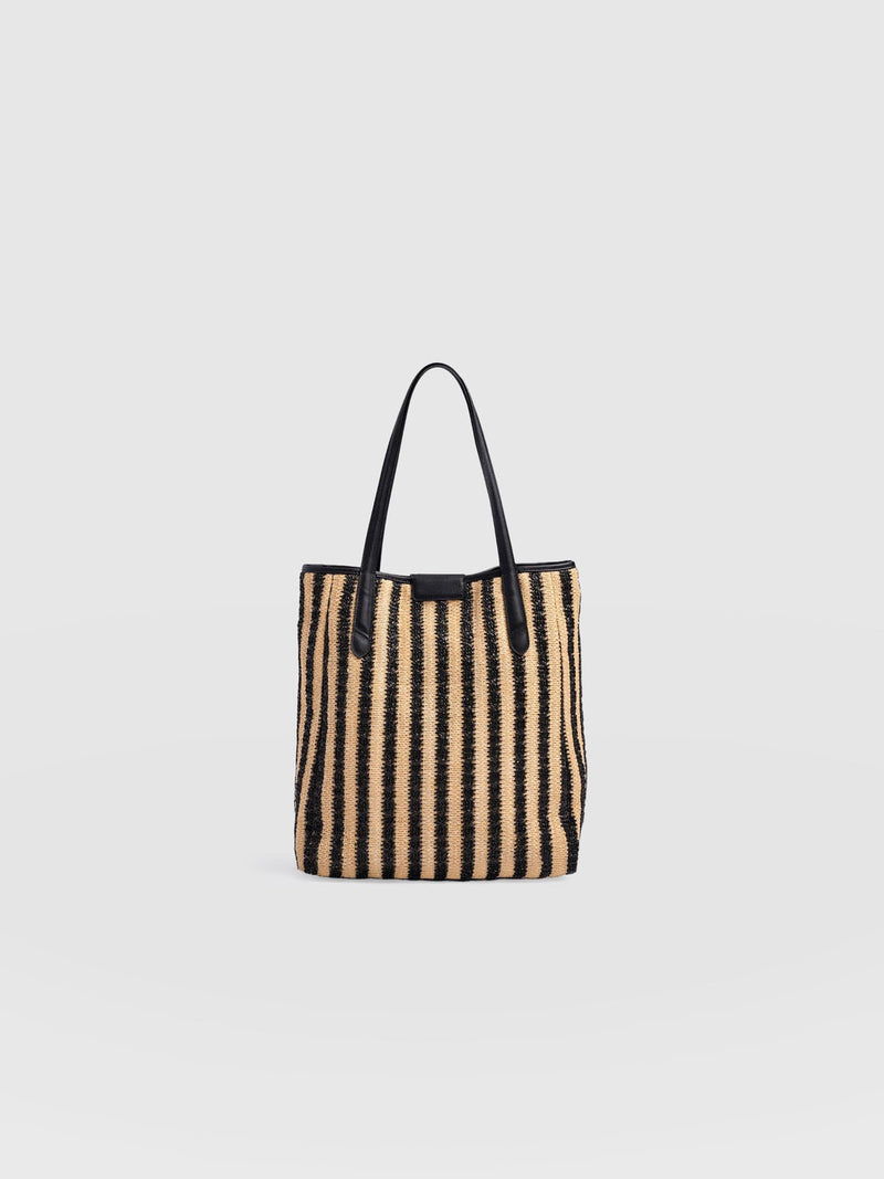 Stella Shopper Bag - Black Raffia - Women's Handbags | Saint + Sofia® UK