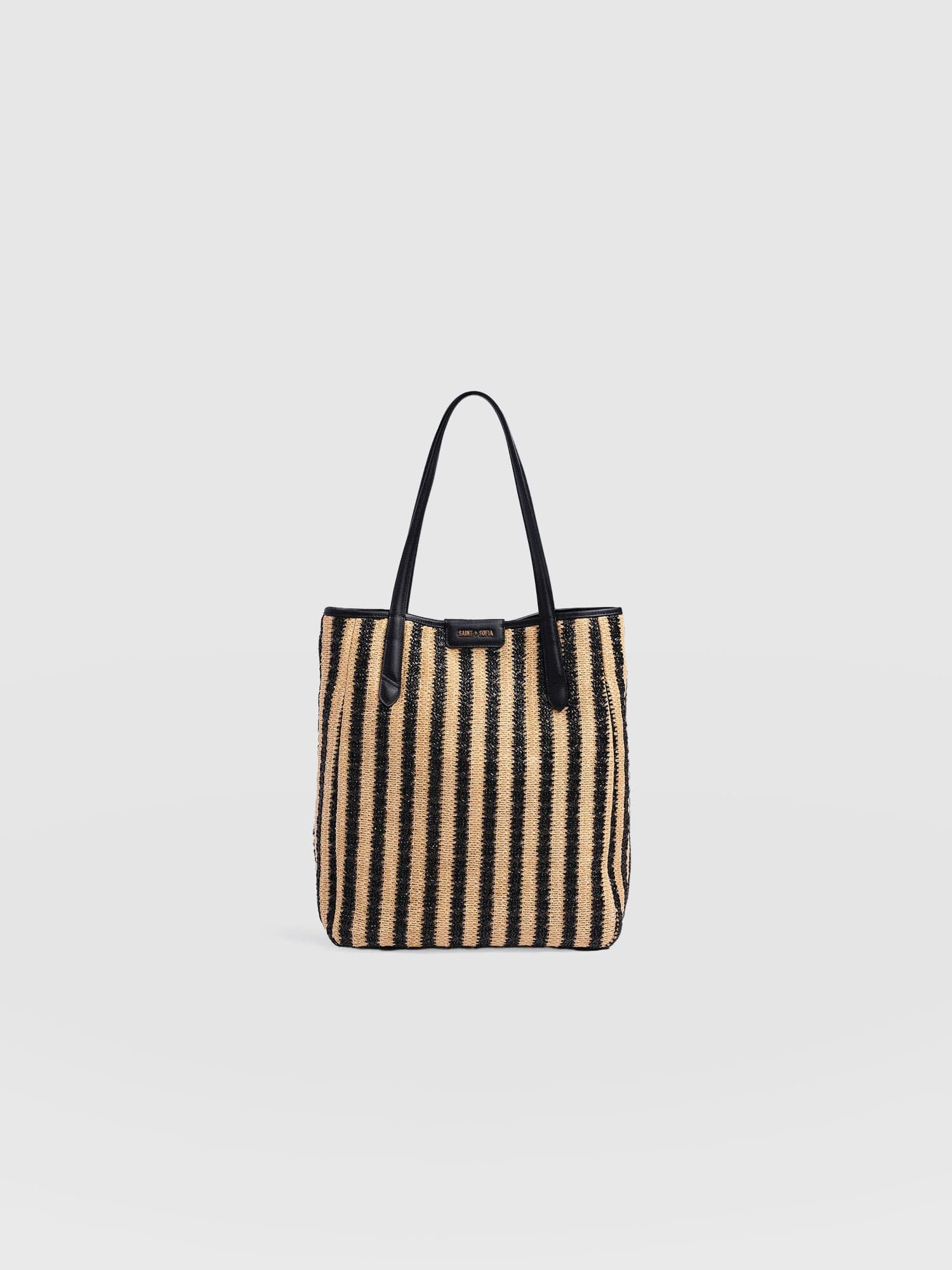 Stella Shopper Bag - Black Raffia - Women's Handbags | Saint + Sofia® UK