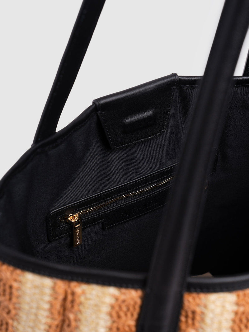 Stella Shopper Bag - Orange Raffia - Women's Handbags | Saint + Sofia® UK
