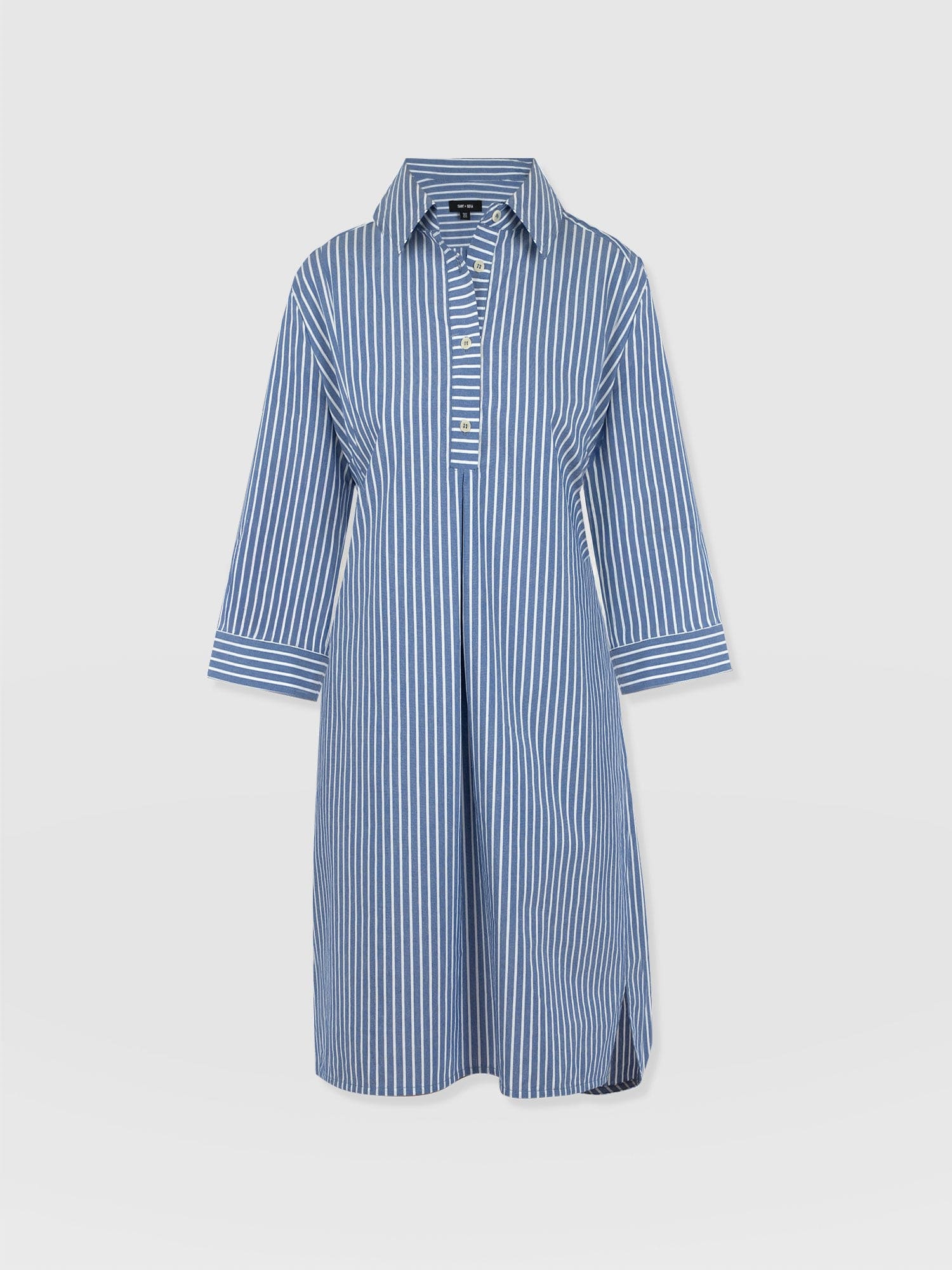 Stevie Shirt Dress - Blue Stripe - Women's Dresses | Saint and Sofia® UK