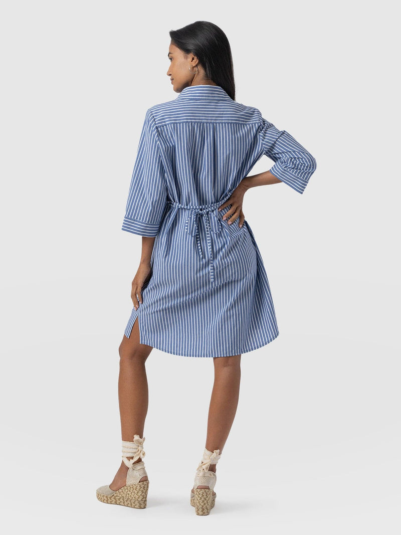 Stevie Shirt Dress - Blue Stripe - Women's Dresses | Saint and Sofia® UK
