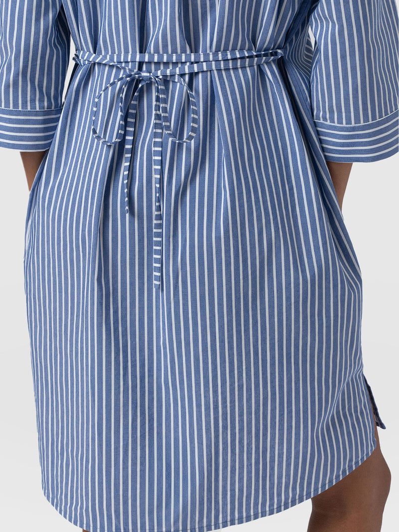 Stevie Shirt Dress - Blue Stripe - Women's Dresses | Saint and Sofia® UK