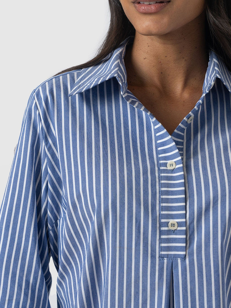 Stevie Shirt Dress - Blue Stripe - Women's Dresses | Saint and Sofia® UK