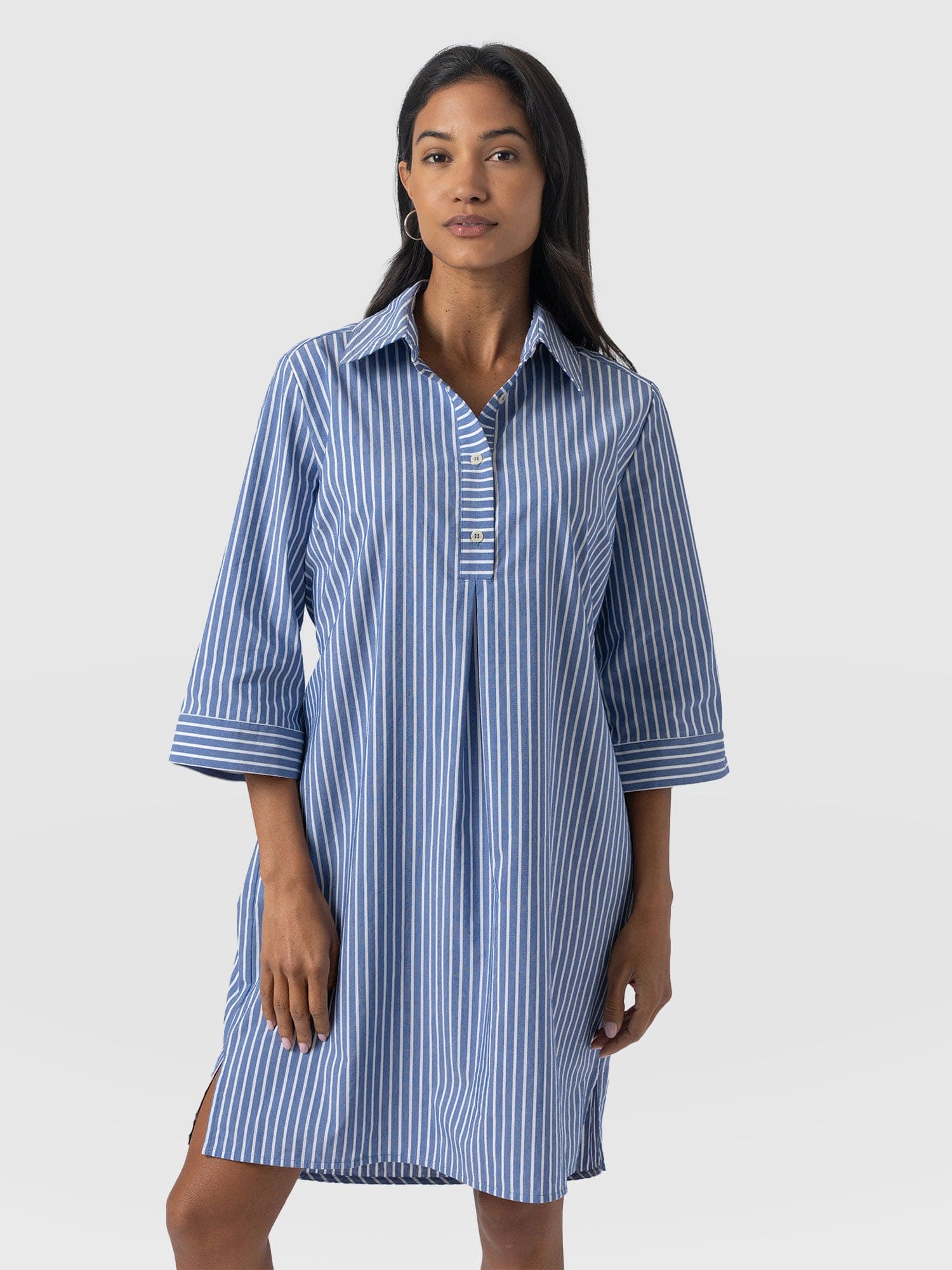 Stevie Shirt Dress - Blue Stripe - Women's Dresses | Saint and Sofia® UK