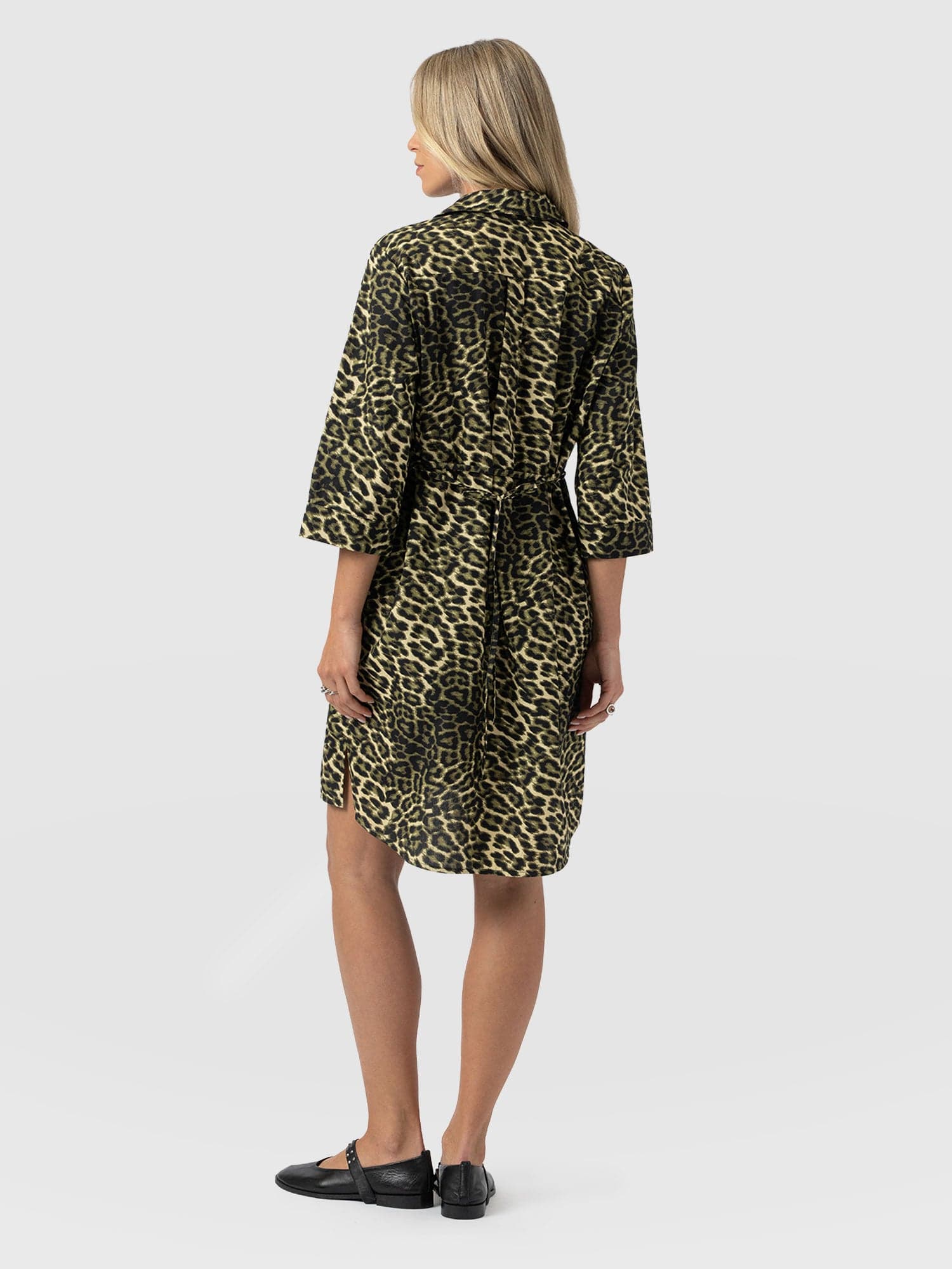 Stevie Shirt Dress - Green Leopard - Women's Dresses | Saint + Sofia® UK