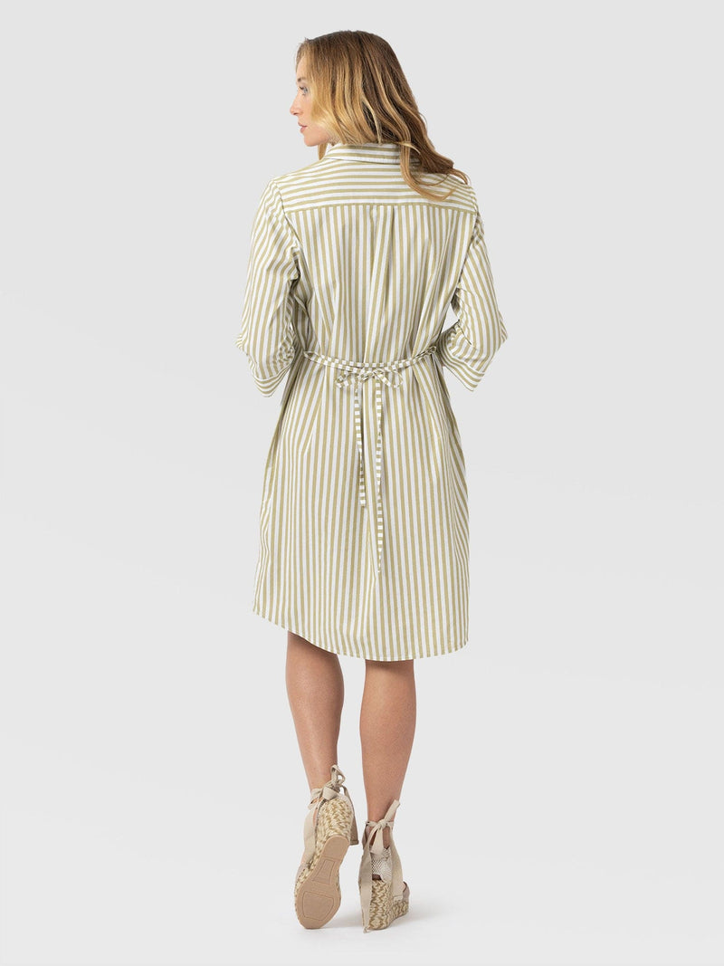 Stevie Shirt Dress - Green Stripe - Women's Dresses | Saint and Sofia® UK