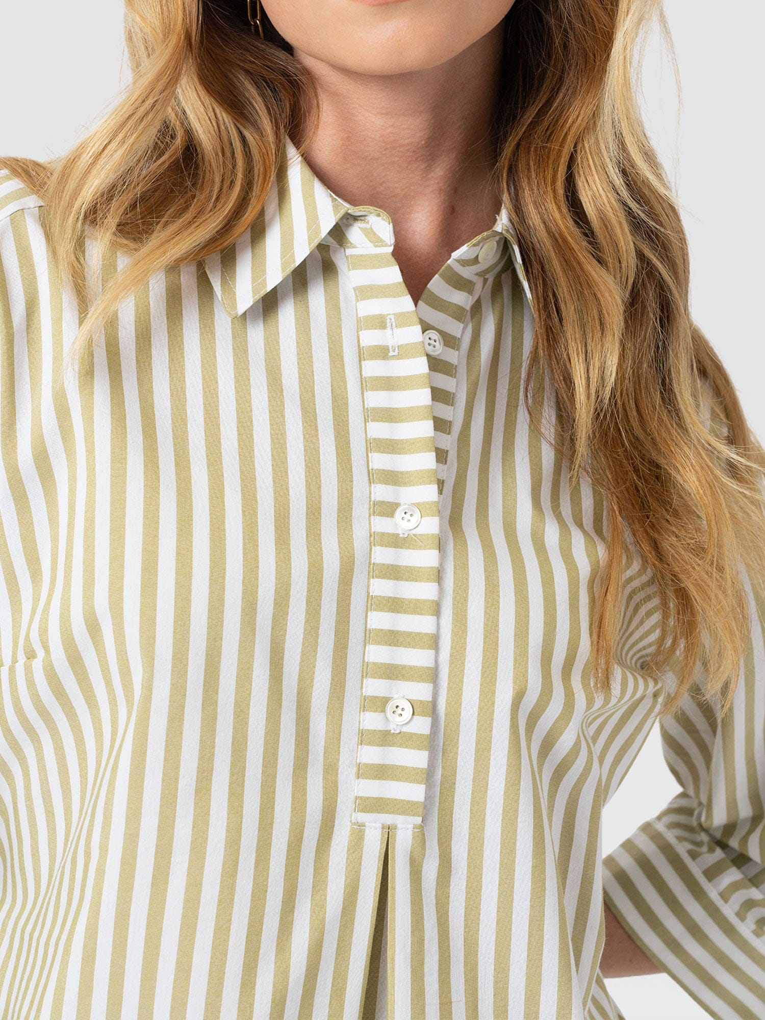 Stevie Shirt Dress - Green Stripe - Women's Dresses | Saint and Sofia® UK