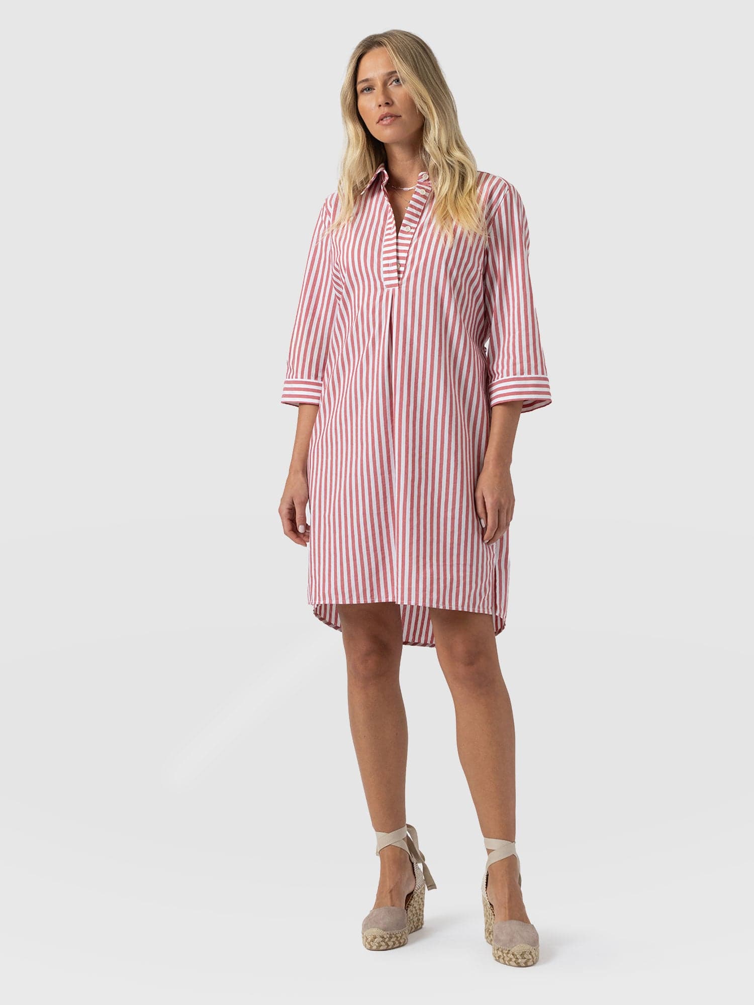 Stevie Shirt Dress - Red Stripe