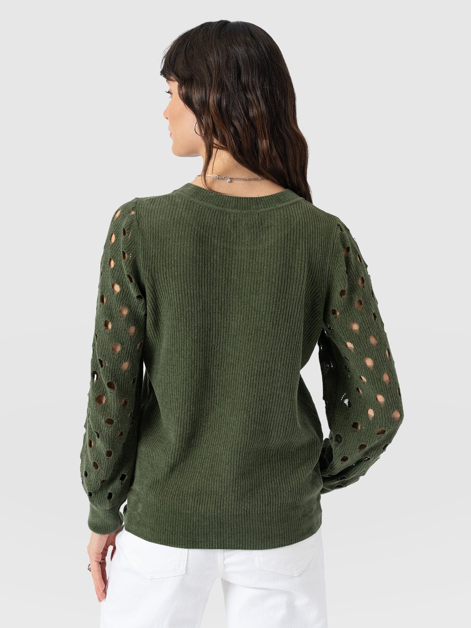 Suki Lace Hole Knit - Green