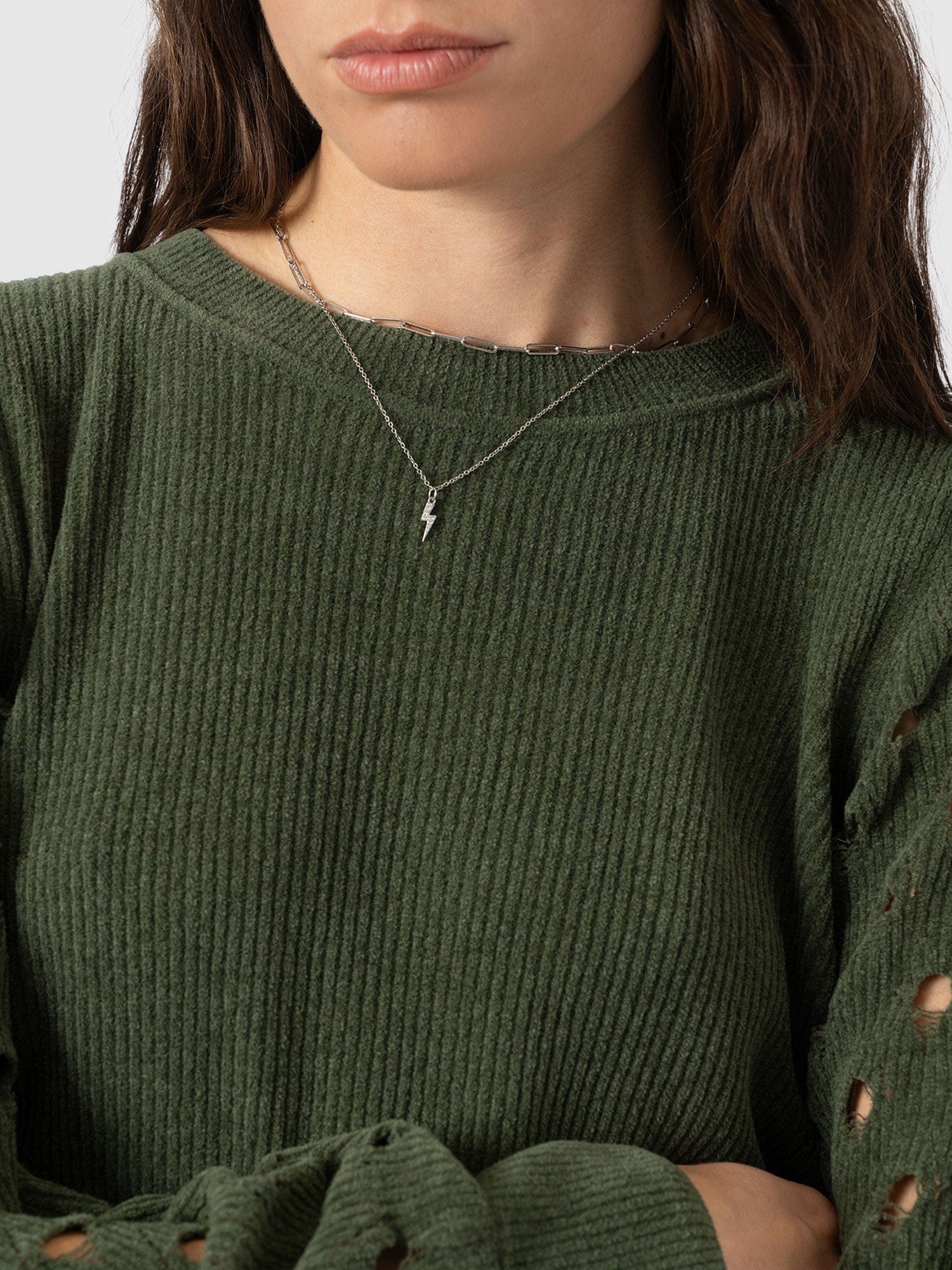 Suki Lace Hole Knit - Green