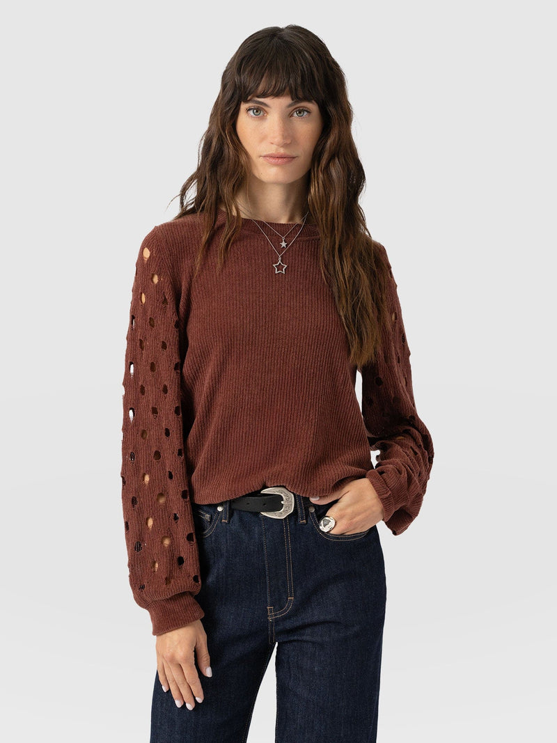 Suki Lace Hole Knit - Mauve
