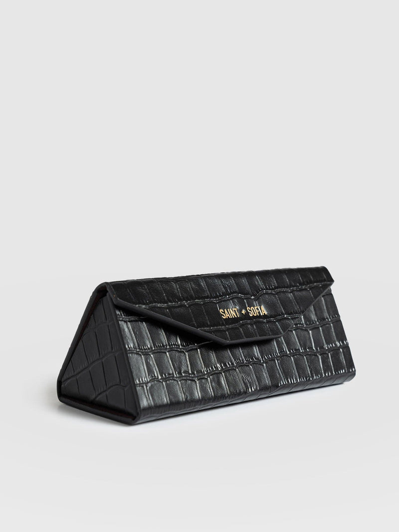 Sunglasses Case Black Croc - Women's Travel Accessories | Saint + Sofia® UK