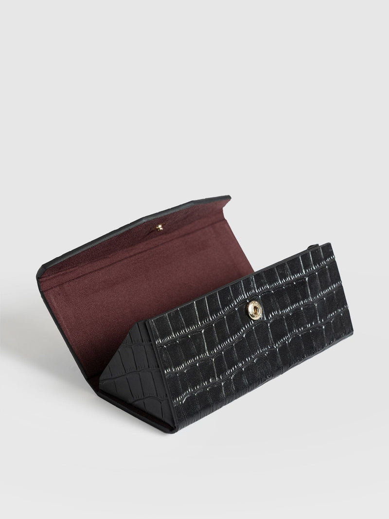 Sunglasses Case Black Croc - Women's Travel Accessories | Saint + Sofia® UK