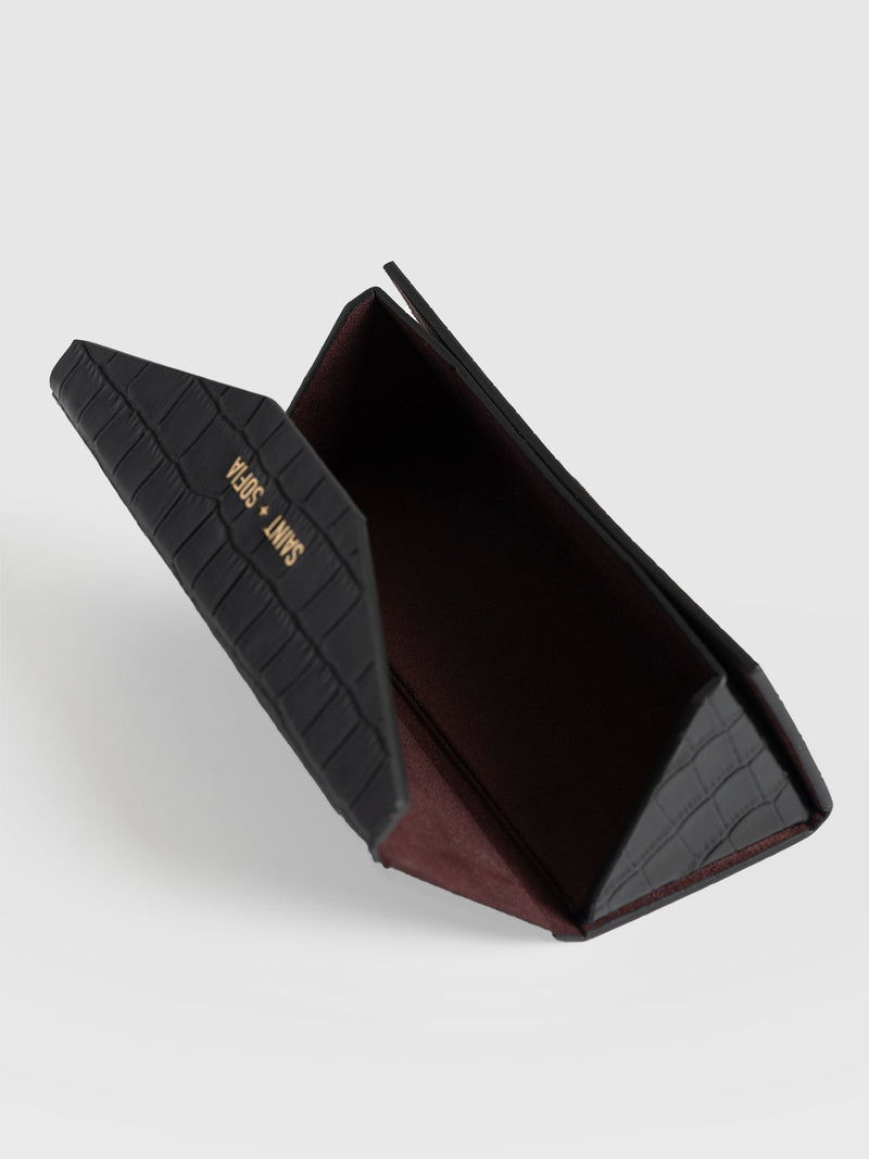 Sunglasses Case Black Croc - Women's Travel Accessories | Saint + Sofia® UK