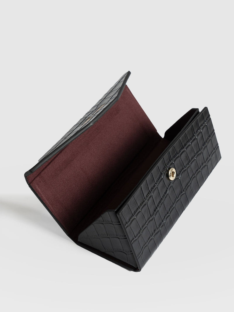 Sunglasses Case Black Croc - Women's Travel Accessories | Saint + Sofia® UK