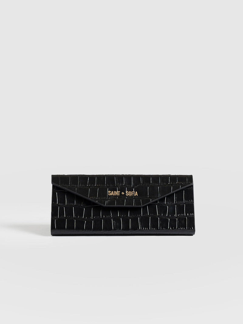 Sunglasses Case Black Croc - Women's Travel Accessories | Saint + Sofia® UK