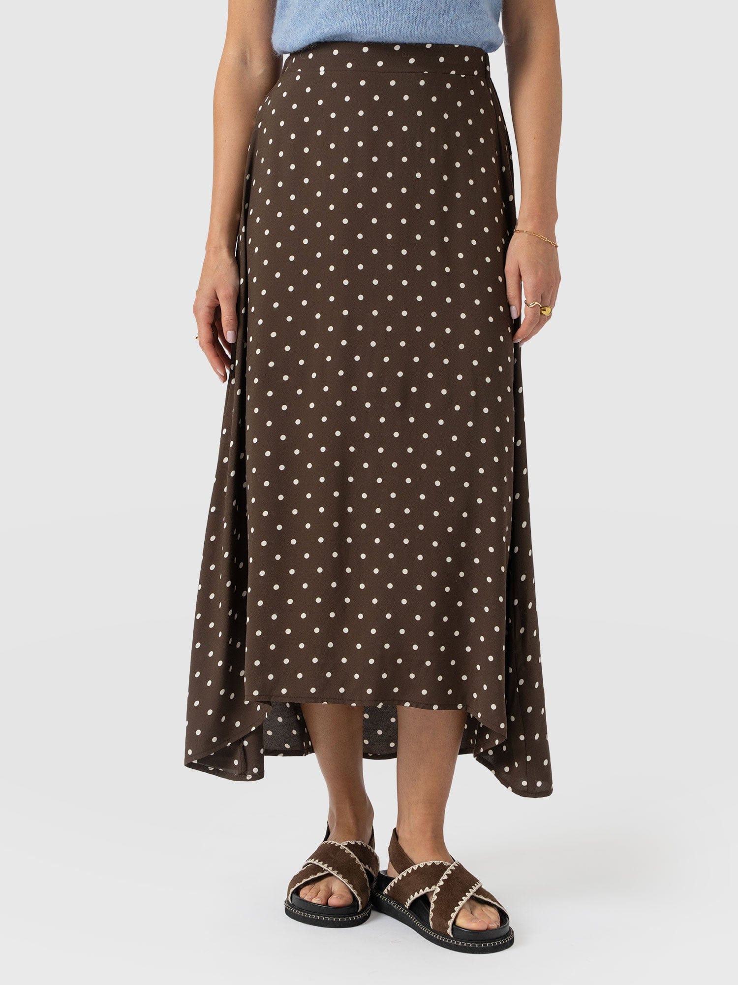 Sutton Skirt - Brown Polka Dot - Women's Skirts | Saint + Sofia® UK