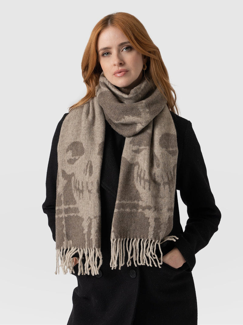 Sutton Skull Scarf Beige - Women's Scarves | Saint + Sofia® UK