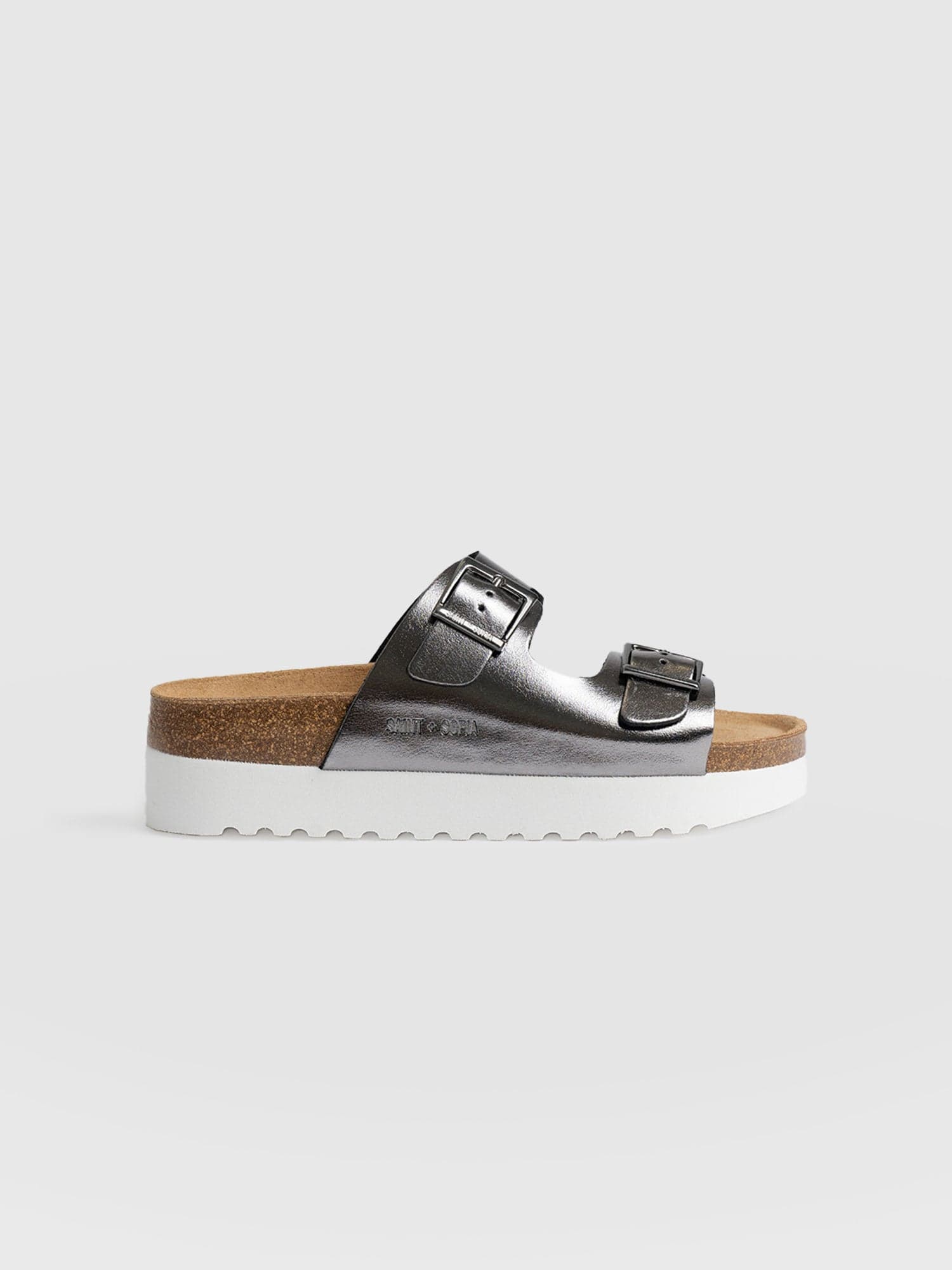Sutton Slides Silver - Women's Sandals | Saint + Sofia® UK