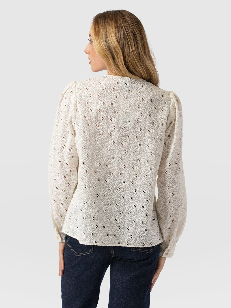 Tabitha Blouse Cream Broderie - Women's Blouses | Saint + Sofia® UK