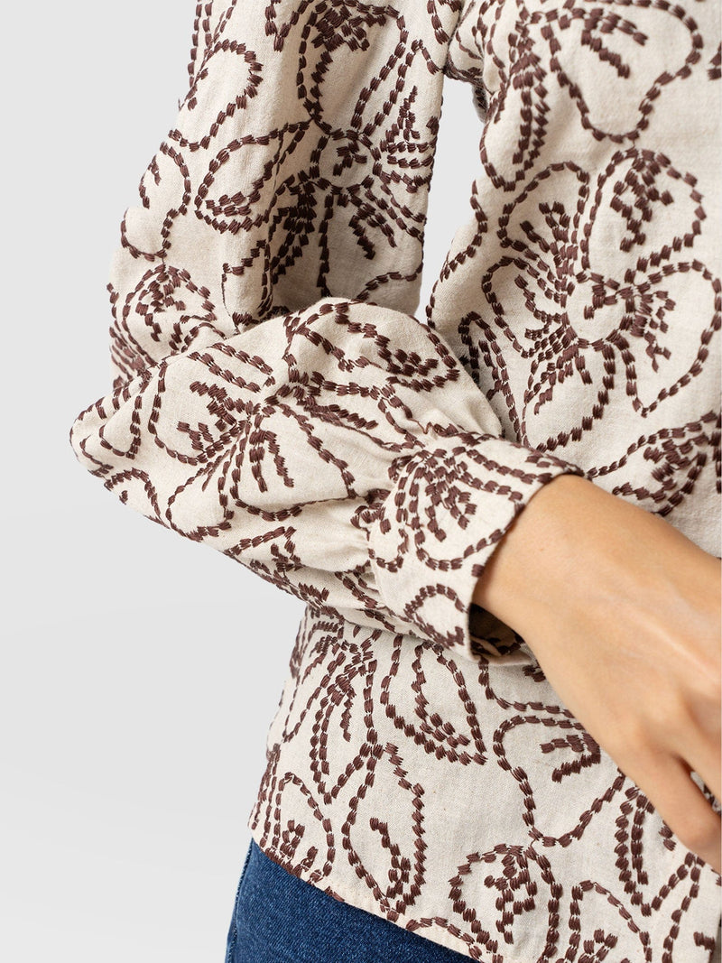 Tabitha Blouse - Cream/Brown - Women's Blouses | Saint + Sofia? UK