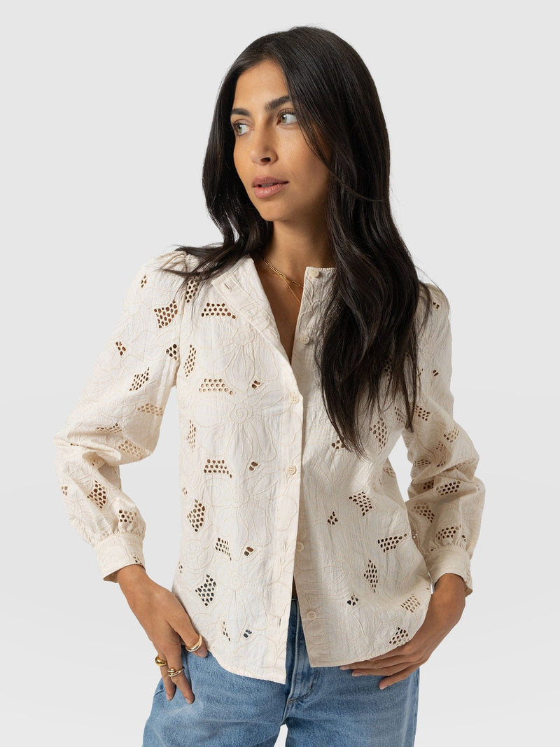 Tabitha Blouse - Cream Floral - Women's Blouses | Saint + Sofia® UK