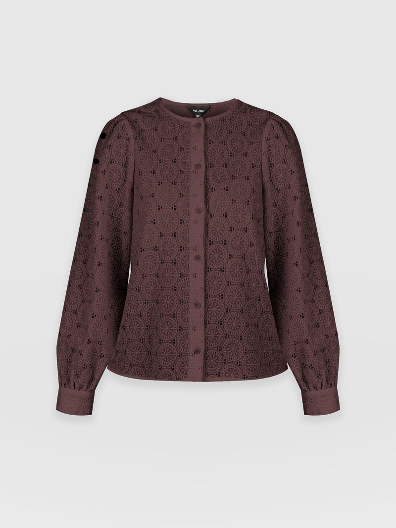 Tabitha Blouse - Maroon - Women's Blouses | Saint + Sofia® UK