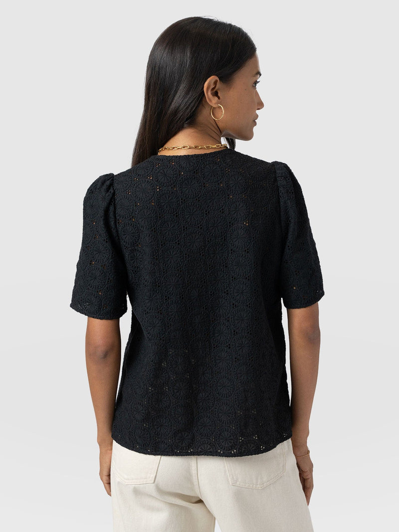Tabitha Short Sleeve Blouse - Black - Women's Blouses | Saint + Sofia® UK