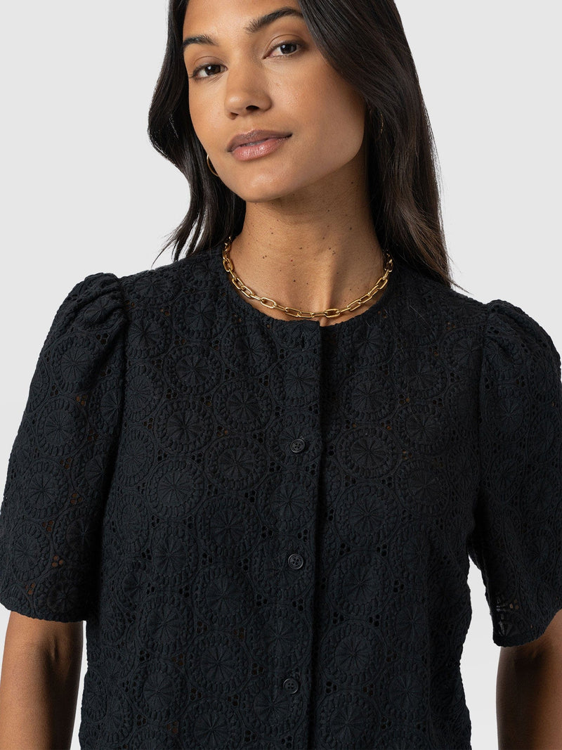 Tabitha Short Sleeve Blouse - Black - Women's Blouses | Saint + Sofia® UK