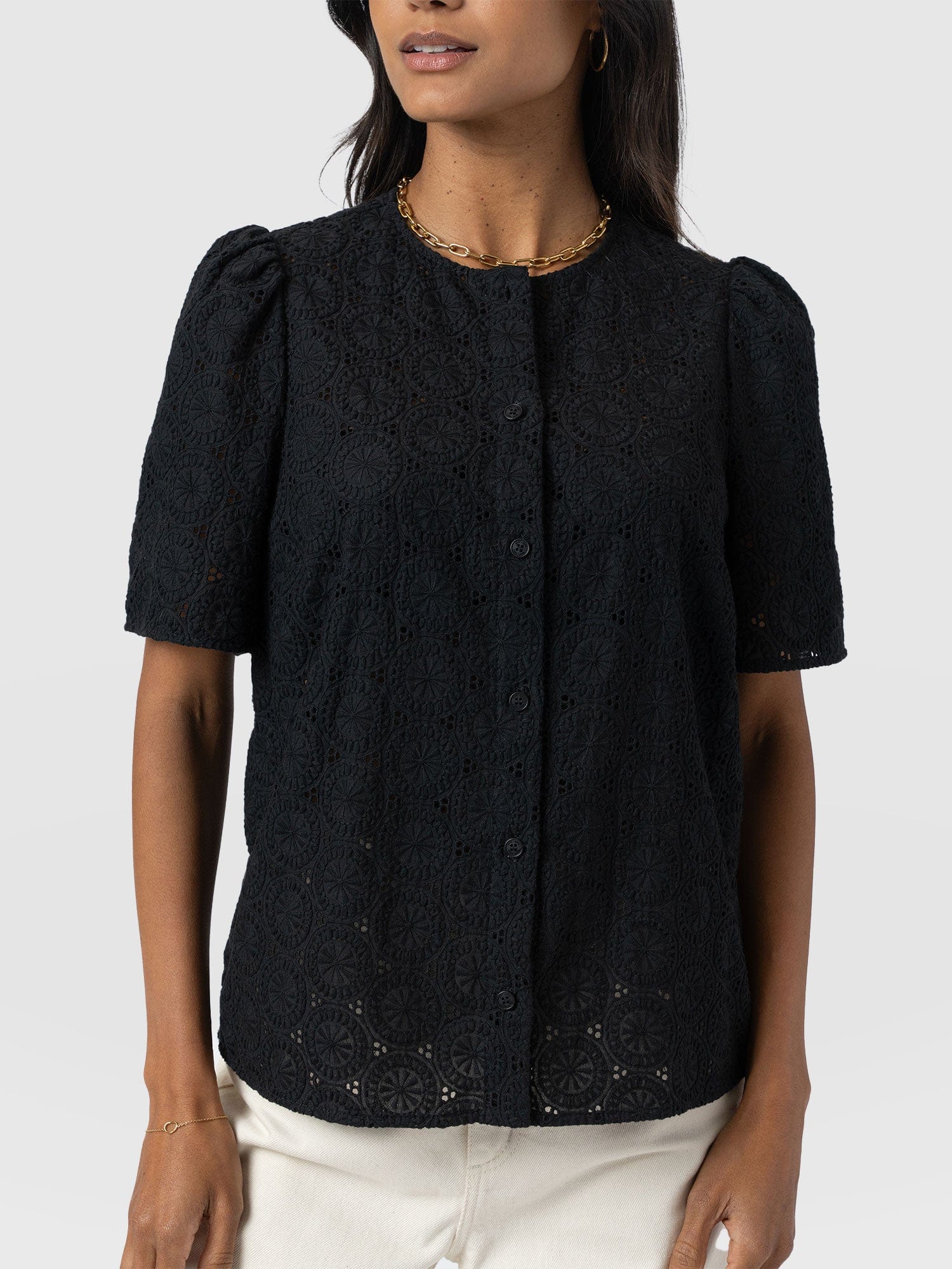 Tabitha Short Sleeve Blouse - Black - Women's Blouses | Saint + Sofia® UK