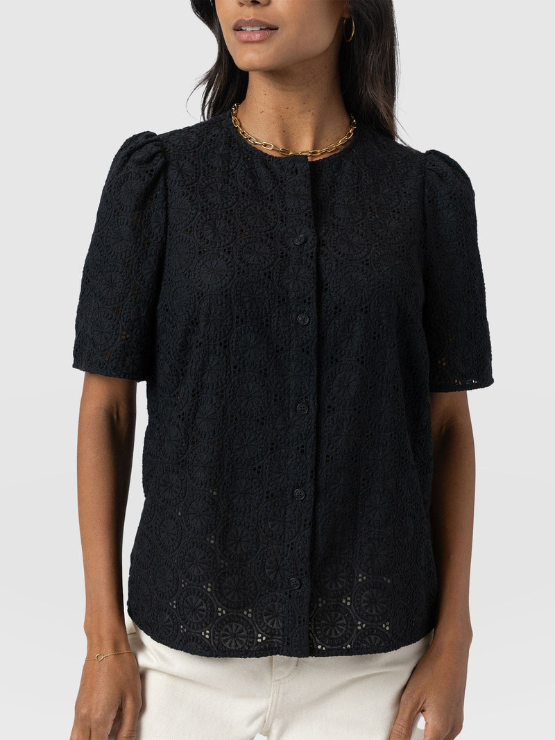 Tabitha Short Sleeve Blouse - Black - Women's Blouses | Saint + Sofia® UK